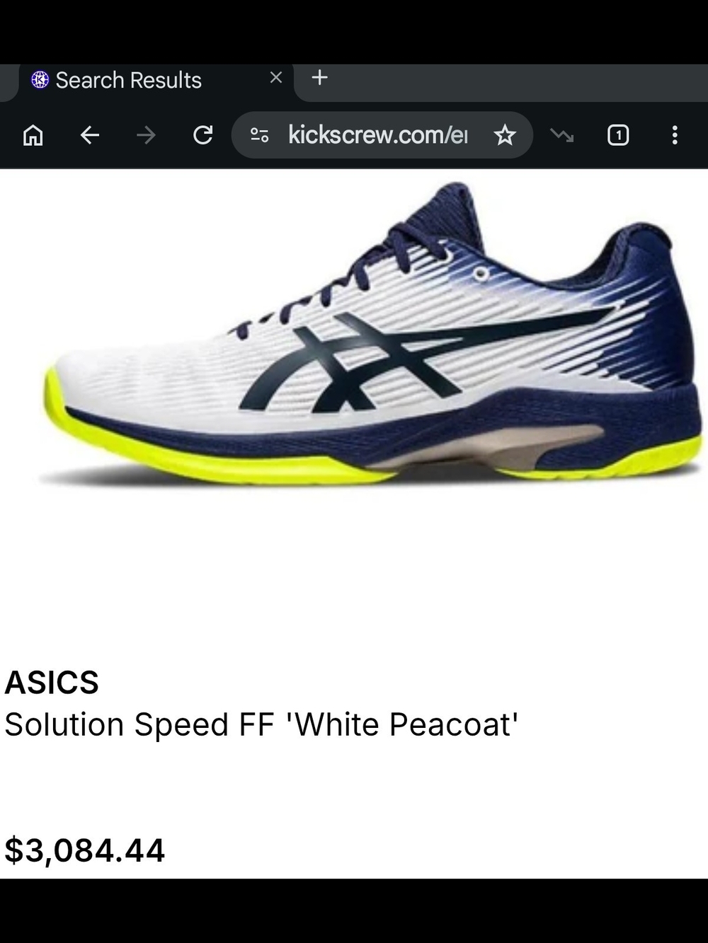 ASICS White Peacoat Tennis Shoe with Neon Yellow Sole
